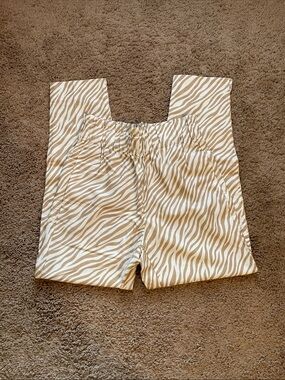 Ann Taylor Zebra-Print Ankle Pants in Cream and Tan